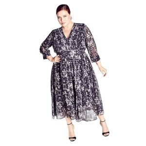 Arna York After Dark Print Dress size 22/24 NWT date night elegant party festive